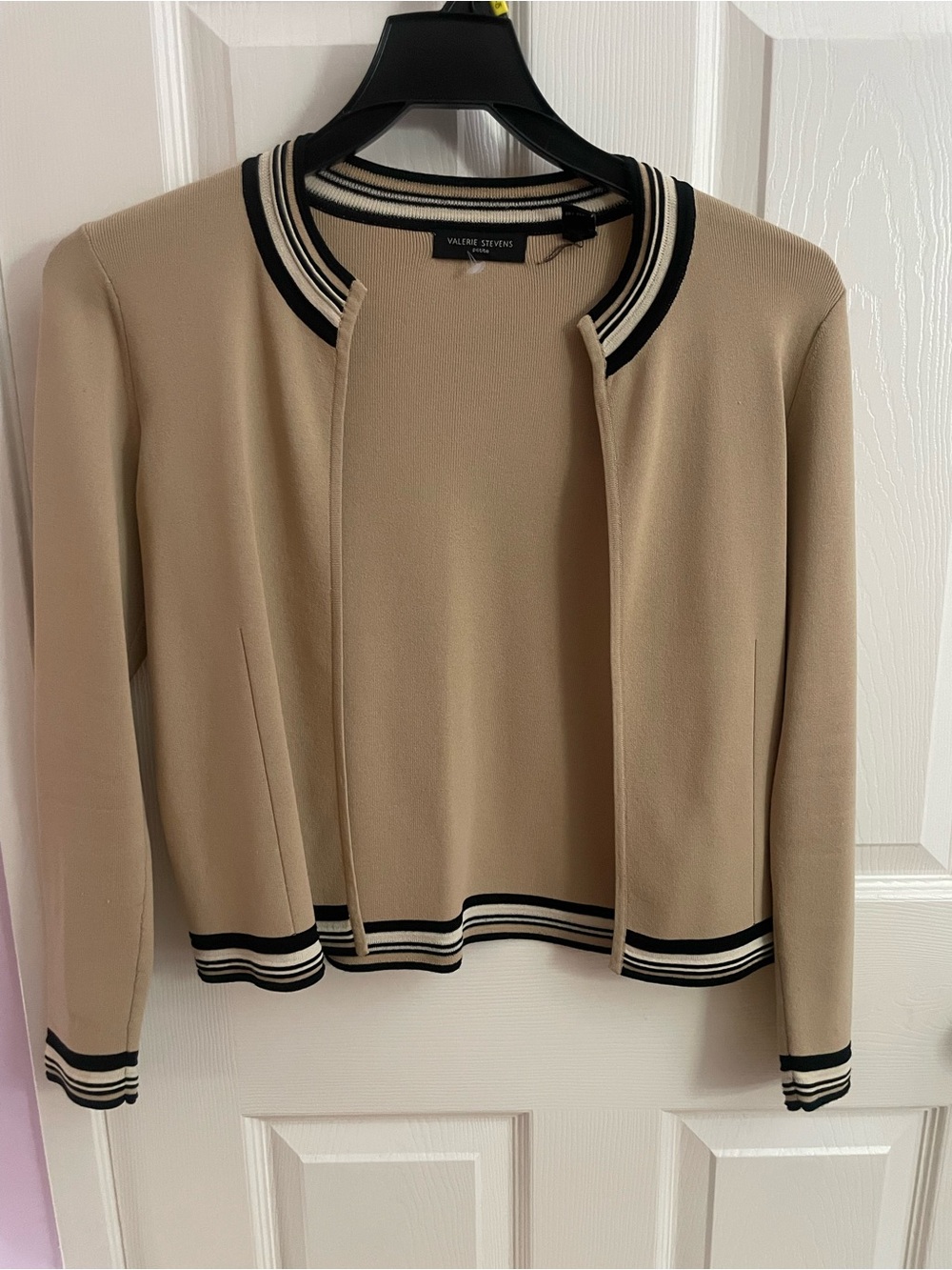 Valerie Stevens Beige Jacket with Black and White Trim